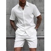 image:imageGORGLITTER Mens Cruise Vacation Outfits 2 Piece Causal Summer Shorts SetsPlain White