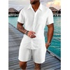 image:imageGORGLITTER Mens Cruise Vacation Outfits 2 Piece Causal Summer Shorts SetsPure White
