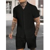 image:imageGORGLITTER Mens Cruise Vacation Outfits 2 Piece Causal Summer Shorts SetsSolid Black