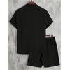 image:imageGORGLITTER Mens Cruise Vacation Outfits 2 Piece Causal Summer Shorts SetsSolid Black