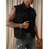 image:imageGORGLITTER Mens Denim Vest Button Down Sleeveless Punk Jean JacketsBlack