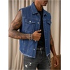 image:imageGORGLITTER Mens Denim Vest Button Down Sleeveless Punk Jean JacketsBlue
