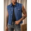 image:imageGORGLITTER Mens Denim Vest Button Down Sleeveless Punk Jean JacketsBlue