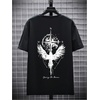 image:imageGORGLITTER Mens Drop Shoulder TShirts Graphic Printed Tees Streetwear TopBlack Compass  Eagle