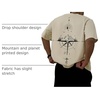 image:imageGORGLITTER Mens Drop Shoulder TShirts Graphic Printed Tees Streetwear TopKhaki
