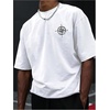 image:imageGORGLITTER Mens Drop Shoulder TShirts Graphic Printed Tees Streetwear TopWhite Compass  Eagle