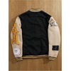 image:imageGORGLITTER Mens Graphic Varsity Jacket Letterman Baseball Bomber JacketsApricot and Black