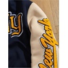 image:imageGORGLITTER Mens Graphic Varsity Jacket Letterman Baseball Bomber JacketsApricot and Dark Blue