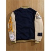 image:imageGORGLITTER Mens Graphic Varsity Jacket Letterman Baseball Bomber JacketsApricot and Dark Blue