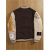 image:imageGORGLITTER Mens Graphic Varsity Jacket Letterman Baseball Bomber JacketsBrown and Khaki