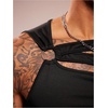 image:imageGORGLITTER Mens Grommet Cropped T Shirt Y2K Sleeveless Party Club Rave TopSolid Black