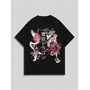 image:imageGORGLITTER Mens Japanese Graphic Tshirts Oversized Drop Shoulder T ShirtBlack Flower  Letter
