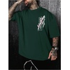 image:imageGORGLITTER Mens Japanese Graphic Tshirts Oversized Drop Shoulder T ShirtDark Green Sword  Cherry Blossom