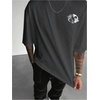 image:imageGORGLITTER Mens Japanese Graphic Tshirts Oversized Drop Shoulder T ShirtDark Grey Fish  Letter