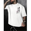 image:imageGORGLITTER Mens Japanese Graphic Tshirts Oversized Drop Shoulder T ShirtWhite Sword  Cherry Blossom