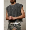 image:imageGORGLITTER Mens Knit Cropped T Shirt Sleeveless Crew Neck Boxy Oversized Tank Top Vintage Streetwear TopsBlack