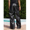 image:imageGORGLITTER Mens Leather Pants Baggy Western Concert Cowboy Rodeo OutfitsIron Black