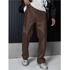 image:imageGORGLITTER Mens Leather Pants Baggy Western Concert Cowboy Rodeo OutfitsLeather Brown