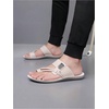 image:imageGORGLITTER Mens Leather Sandals Slides Beach Round Flip Flops SlippersBeige