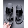 image:imageGORGLITTER Mens Leather Sandals Slides Beach Round Flip Flops SlippersBlack