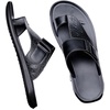 image:imageGORGLITTER Mens Leather Sandals Slides Beach Round Flip Flops SlippersBlack