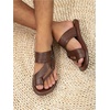 image:imageGORGLITTER Mens Leather Sandals Slides Beach Round Flip Flops SlippersCoffee Brown
