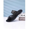 image:imageGORGLITTER Mens Leather Sandals Slides Beach Round Flip Flops SlippersSolid Black
