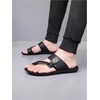 image:imageGORGLITTER Mens Leather Sandals Slides Beach Round Flip Flops SlippersSolid Black