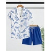 image:imageGORGLITTER Mens Matching Summer Cruise Sets Floral Vacation Beach OutfitsBlue and White