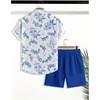 image:imageGORGLITTER Mens Matching Summer Cruise Sets Floral Vacation Beach OutfitsBlue and White