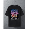 image:imageGORGLITTER Mens Oversized Graphic T Shirts Short Sleeve Drop Shoulder TeeBlack Bear and Slogan