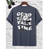 image:imageGORGLITTER Mens Oversized Graphic T Shirts Short Sleeve Drop Shoulder TeeDark Grey Floral  Slogan