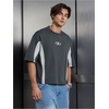 image:imageGORGLITTER Mens Oversized Graphic Tees Short Sleeve Streetwear Shirts Crewneck Casual Loose TShirt TopDark Grey and White