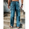 image:imageGORGLITTER Mens Patchwork Print Hippie Pants Baggy Comfy Colorful PantsBlue