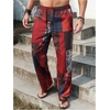 image:imageGORGLITTER Mens Patchwork Print Hippie Pants Baggy Comfy Colorful PantsRed and Blue