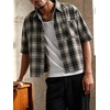 image:imageGORGLITTER Mens Plaid Cropped Shirt Button Up Y2K Vintage Crop Tops TeeBlue