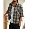 image:imageGORGLITTER Mens Plaid Cropped Shirt Button Up Y2K Vintage Crop Tops TeeBlue
