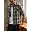 image:imageGORGLITTER Mens Plaid Cropped Shirt Button Up Y2K Vintage Crop Tops TeeBlue