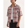 image:imageGORGLITTER Mens Plaid Cropped Shirt Button Up Y2K Vintage Crop Tops TeePink