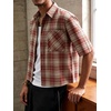 image:imageGORGLITTER Mens Plaid Cropped Shirt Button Up Y2K Vintage Crop Tops TeeRed