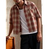 image:imageGORGLITTER Mens Plaid Cropped Shirt Button Up Y2K Vintage Crop Tops TeeRed