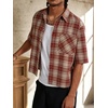 image:imageGORGLITTER Mens Plaid Cropped Shirt Button Up Y2K Vintage Crop Tops TeeRed