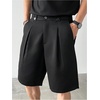 image:imageGORGLITTER Mens Pleated Shorts Wide Leg Business Casual Dress ShortsBlack