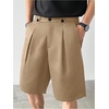 image:imageGORGLITTER Mens Pleated Shorts Wide Leg Business Casual Dress ShortsKhaki