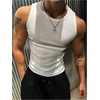 image:imageGORGLITTER Mens Ribbed Tank Top Undershirt Sleeveless Workout Muscle ShirtWhite