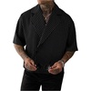 image:imageGORGLITTER Mens Striped Cropped Shirt Button Up Short Sleeve StreetwearBlack