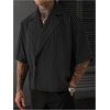 image:imageGORGLITTER Mens Striped Cropped Shirt Button Up Short Sleeve StreetwearBlack