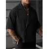 image:imageGORGLITTER Mens Striped Cropped Shirt Button Up Short Sleeve StreetwearBlack