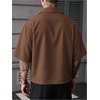 image:imageGORGLITTER Mens Striped Cropped Shirt Button Up Short Sleeve StreetwearBrown