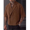image:imageGORGLITTER Mens Striped Cropped Shirt Button Up Short Sleeve StreetwearBrown